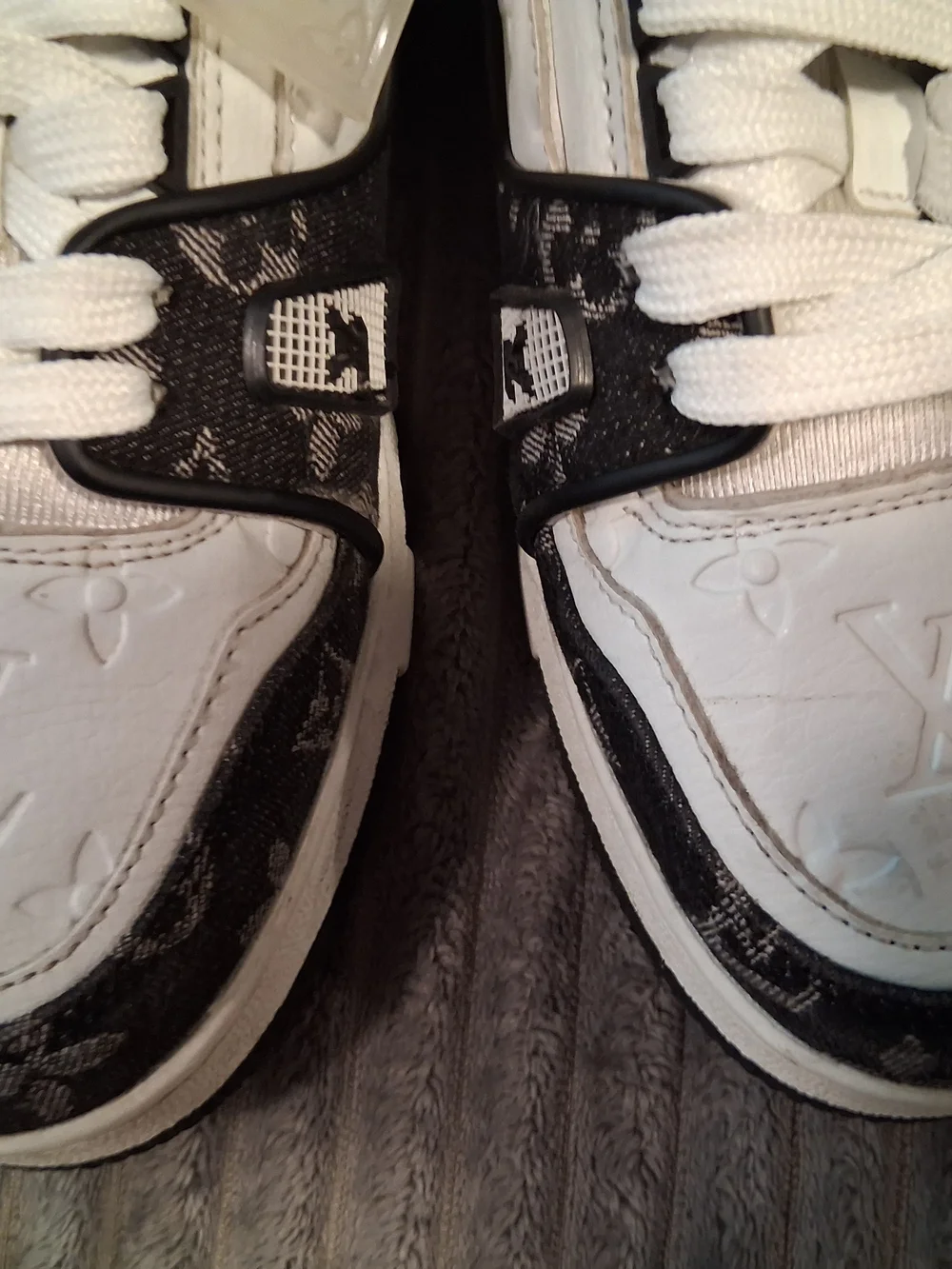 Louis Vuitton Monogram Accent White & Black Sneakers - Picture 2 of 7